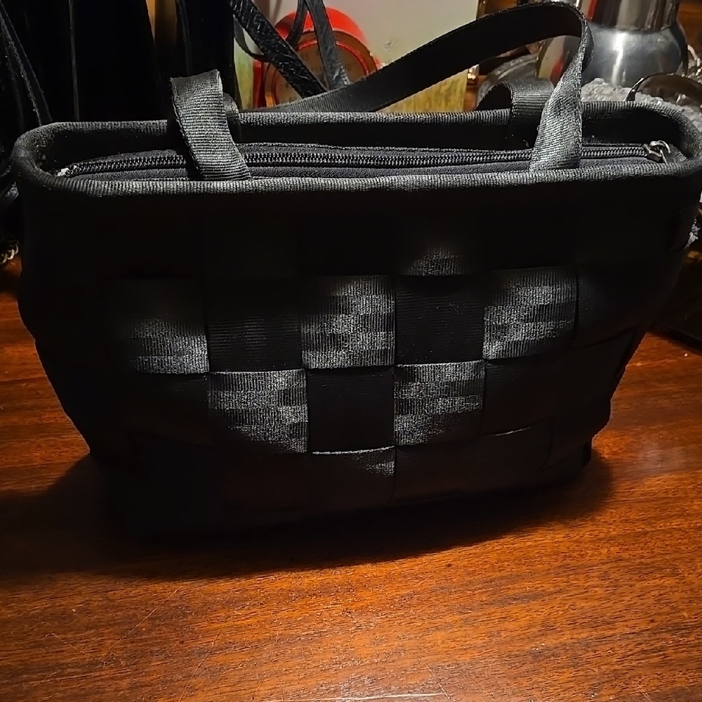 Harveys Black Woven Shoulder Bag with Structured Design